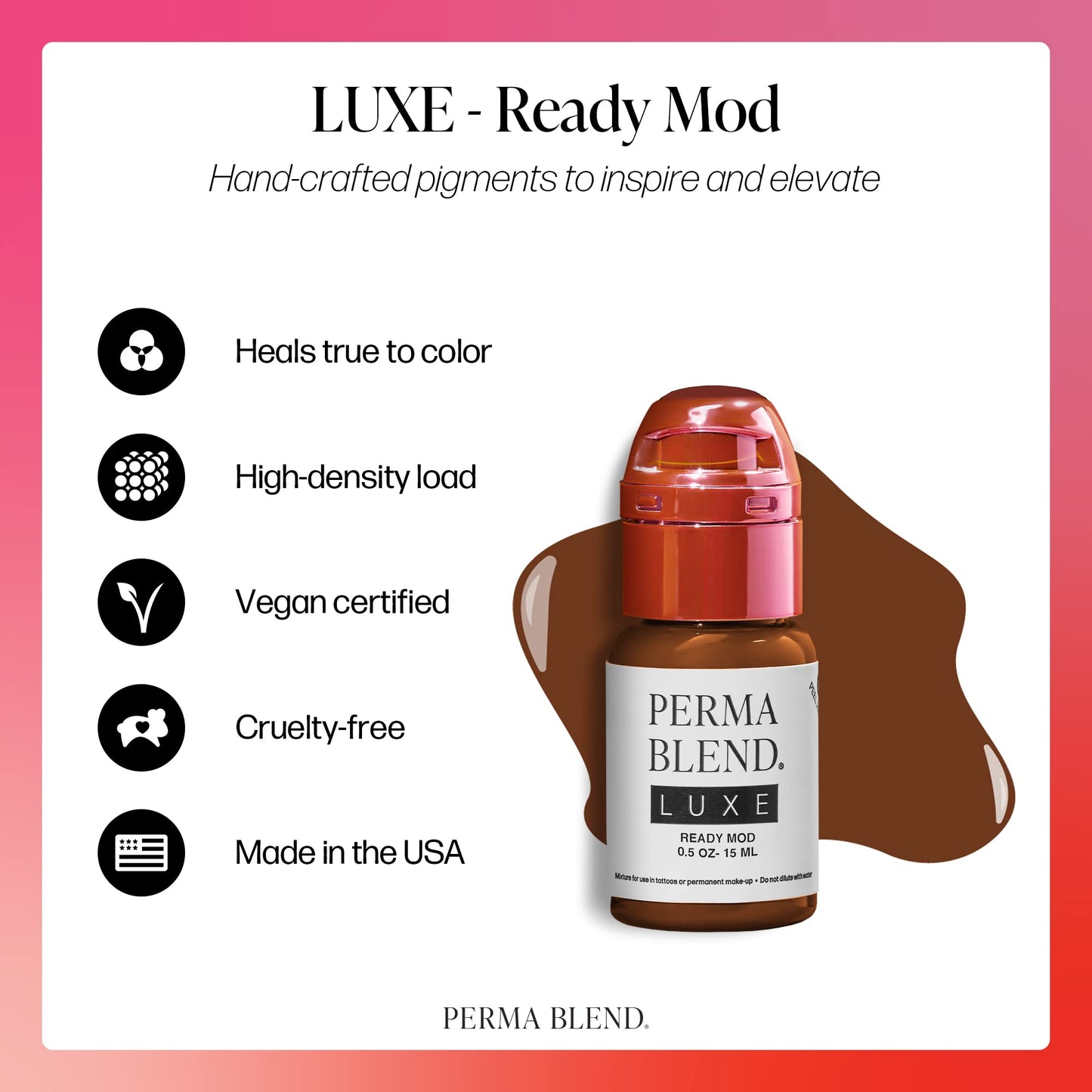 Perma Blend Luxe - Ready Mod - Microblading Ink Modifier - Professional Tattoo Ink - Enhance Ink Color - Vegan (0.5 oz)