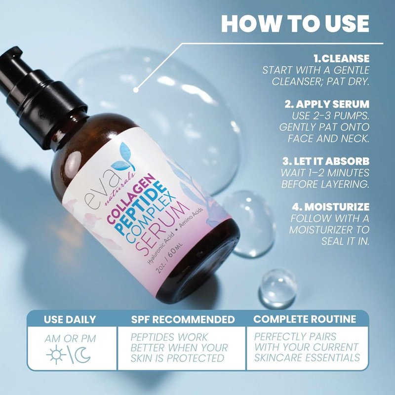 Multi Peptide Face Serum - Anti-Aging Collagen for Plump, Firm Skin | Fragrance-Free, 2 oz (2 Pack)