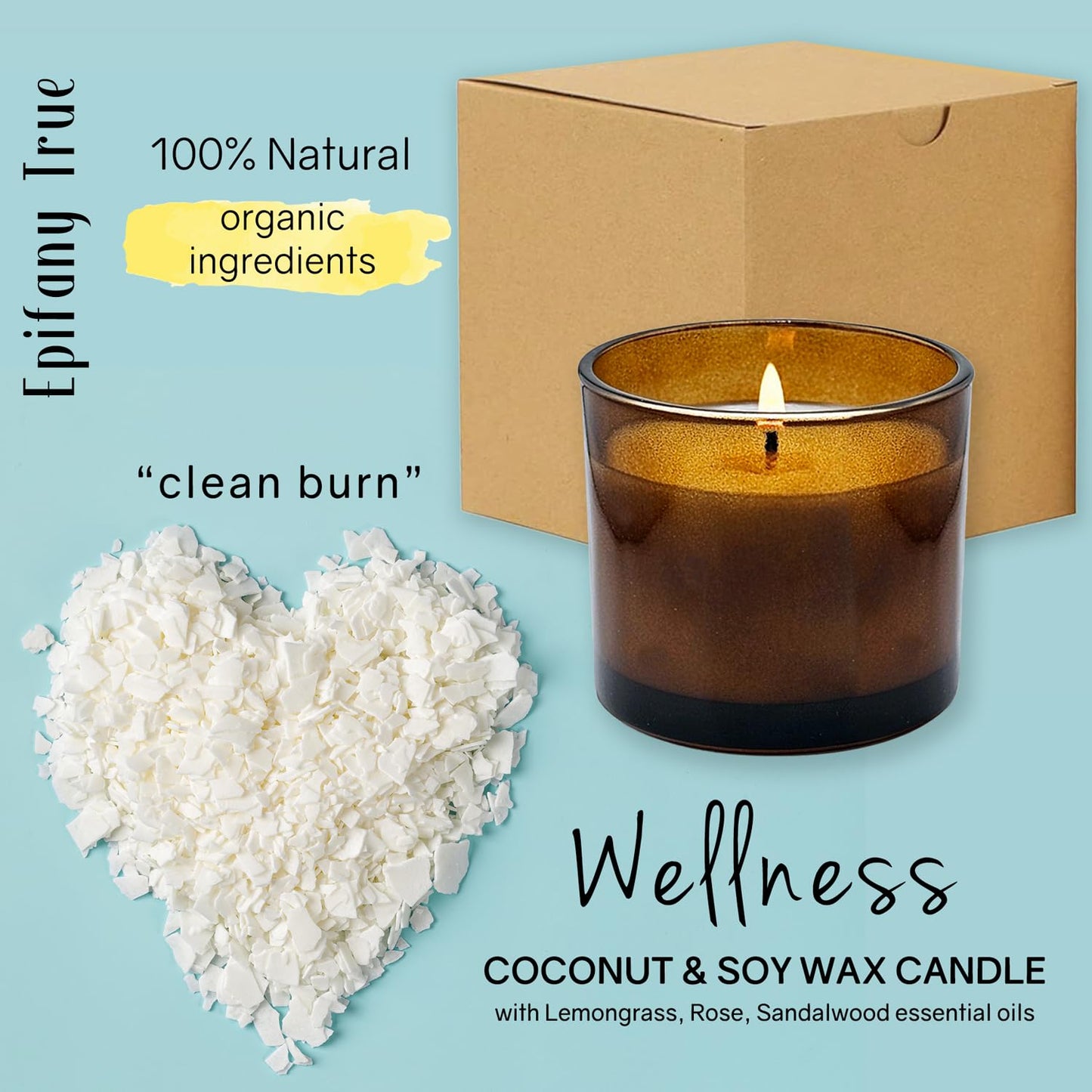 Epifany True Apricot & Camellia Body Oil 4oz Wellness Self-Care Gift Set, 4 Pieces, Natural, Scented Coconut Soy Candle 4oz, Calendula Lip Balm 0.15 oz, Just Breathe Essential Oil Roll-On 0.33oz