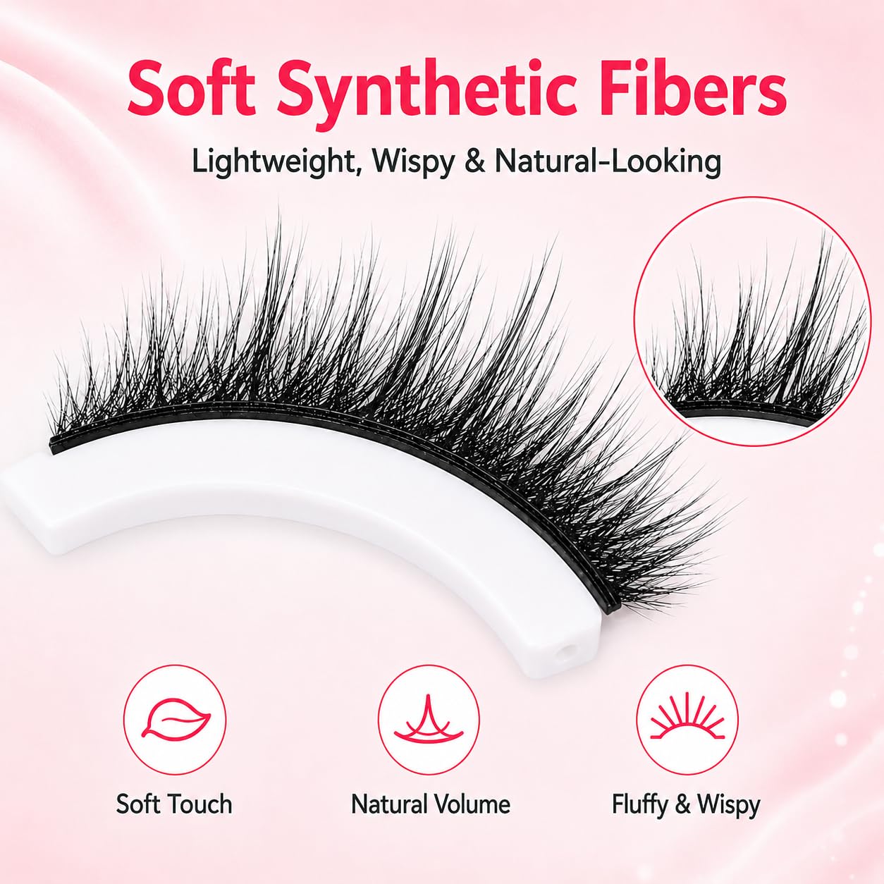 JOMAY Self Adhesive Eyelashes, Pre-Glued No Glue Needed Lashes, Reusable Up to 5x 3D Super Fluffy Wispy Cat Eye False Lashes, Easy Press-On Strip Lashes, 3 Pairs, Dream Girl