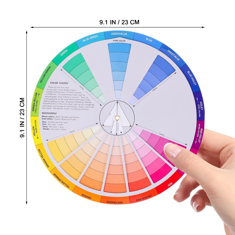 Color Wheel, Creative Color Wheel, Paint Mixing Learning Guide, Art Class Teaching Tool for Makeup Blending Board Chart Mix Colours 9.1 Inch