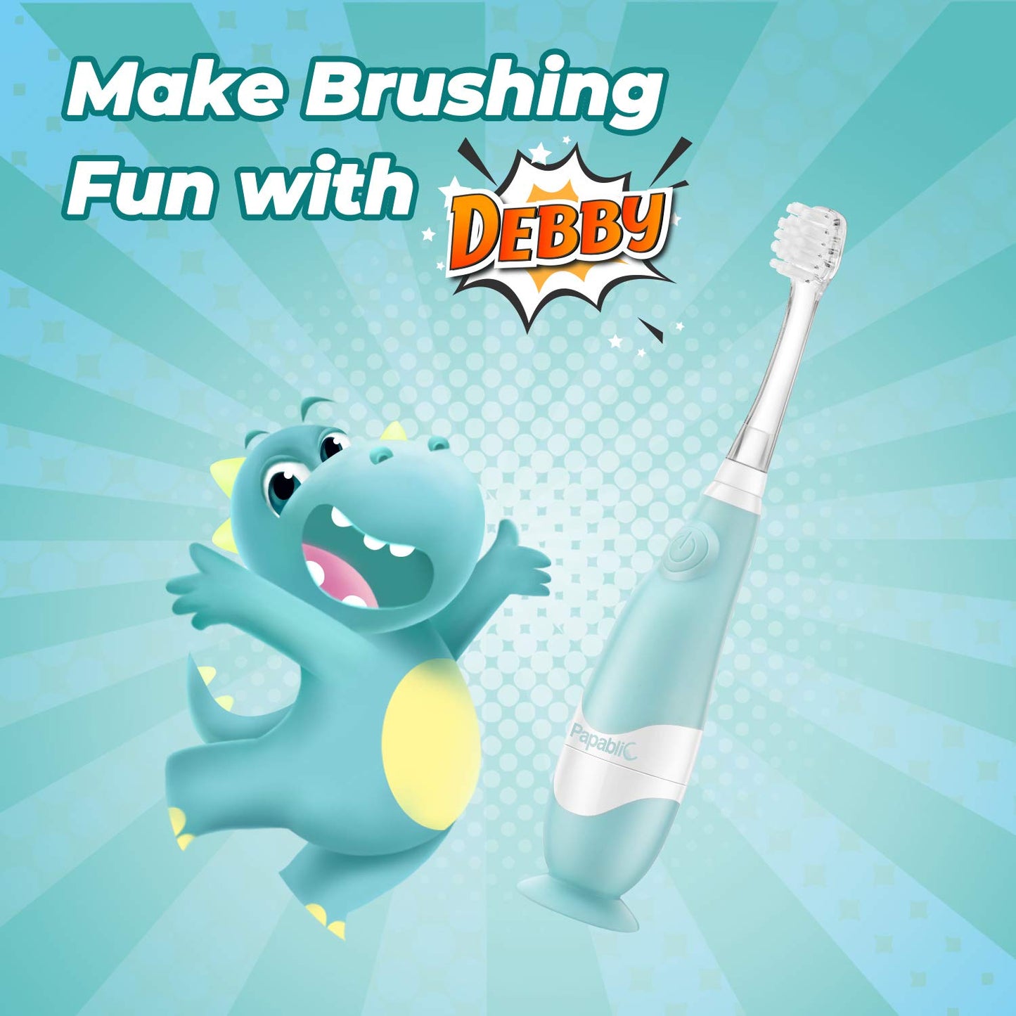Papablic Toddler Sonic Electric Toothbrush with Covers for Babies and Toddlers Ages 1-3 Years, Debby Bundle with Arya