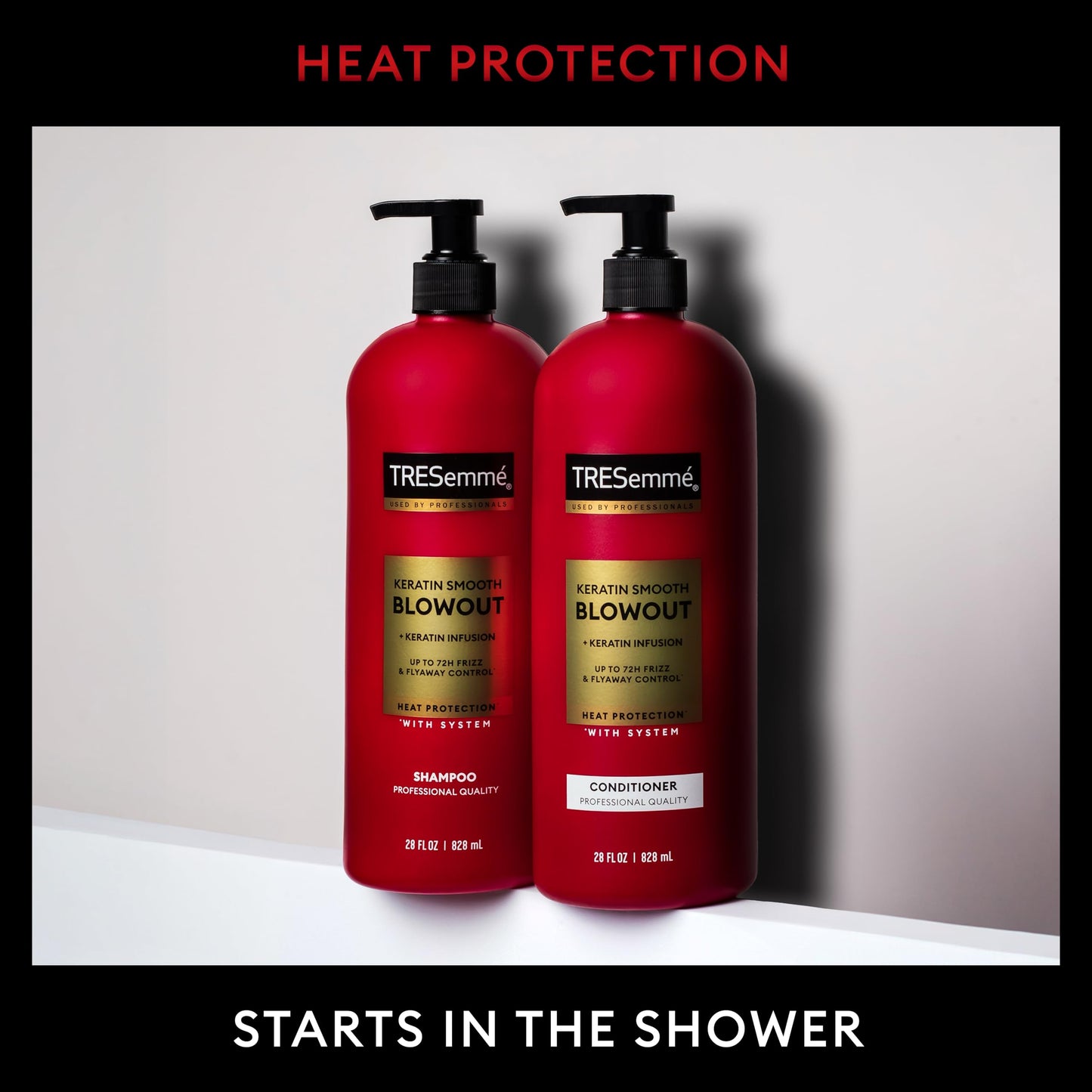 TRESemmé Shampoo 4 Pack Keratin Smooth Transforming Unruly Hair, Formulated with Lamellar-Discipline, 28 Fl Oz
