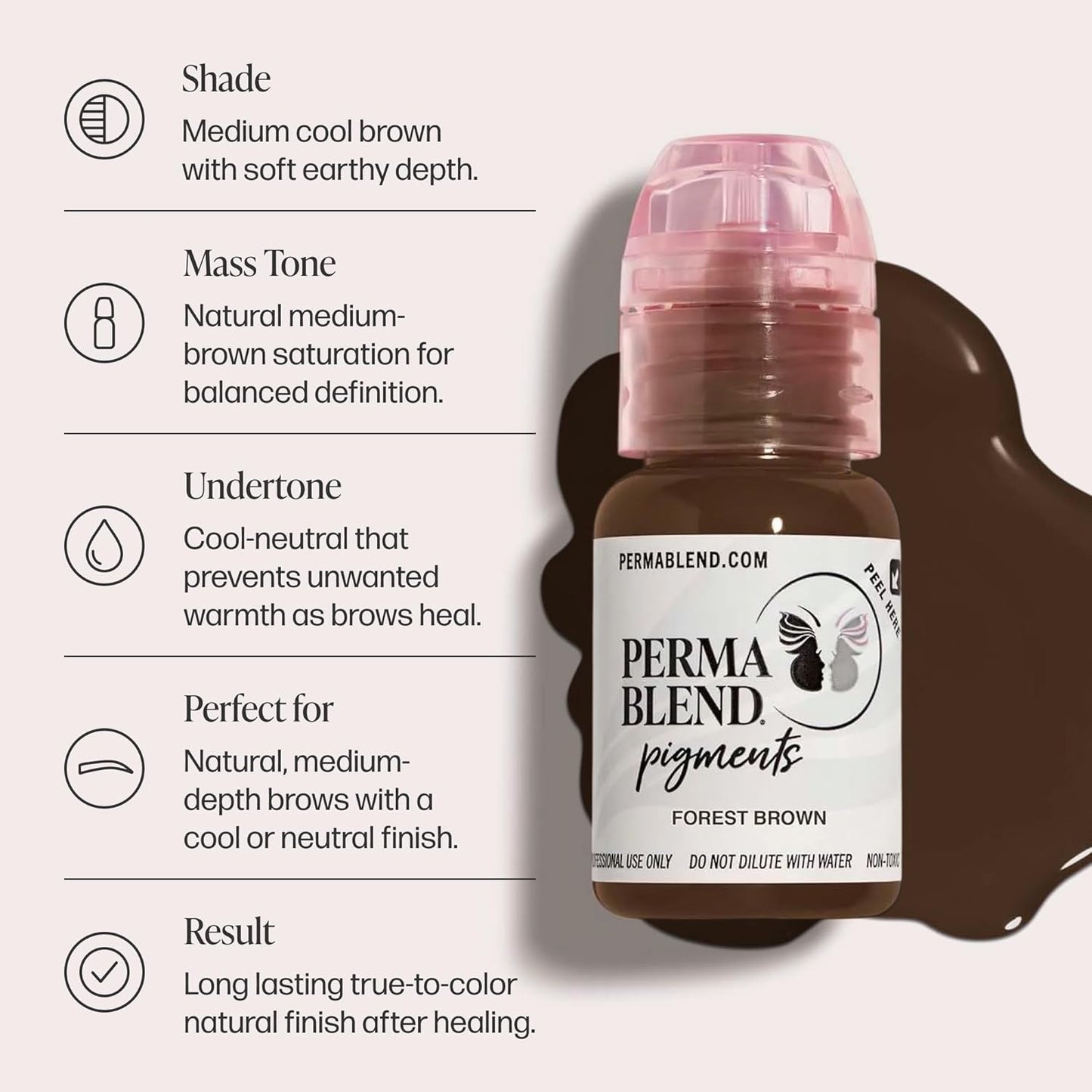 Perma Blend Forest Brown Microblading Ink - Vegan Permanent Eyeliner Tattoo Ink | 0.5 oz