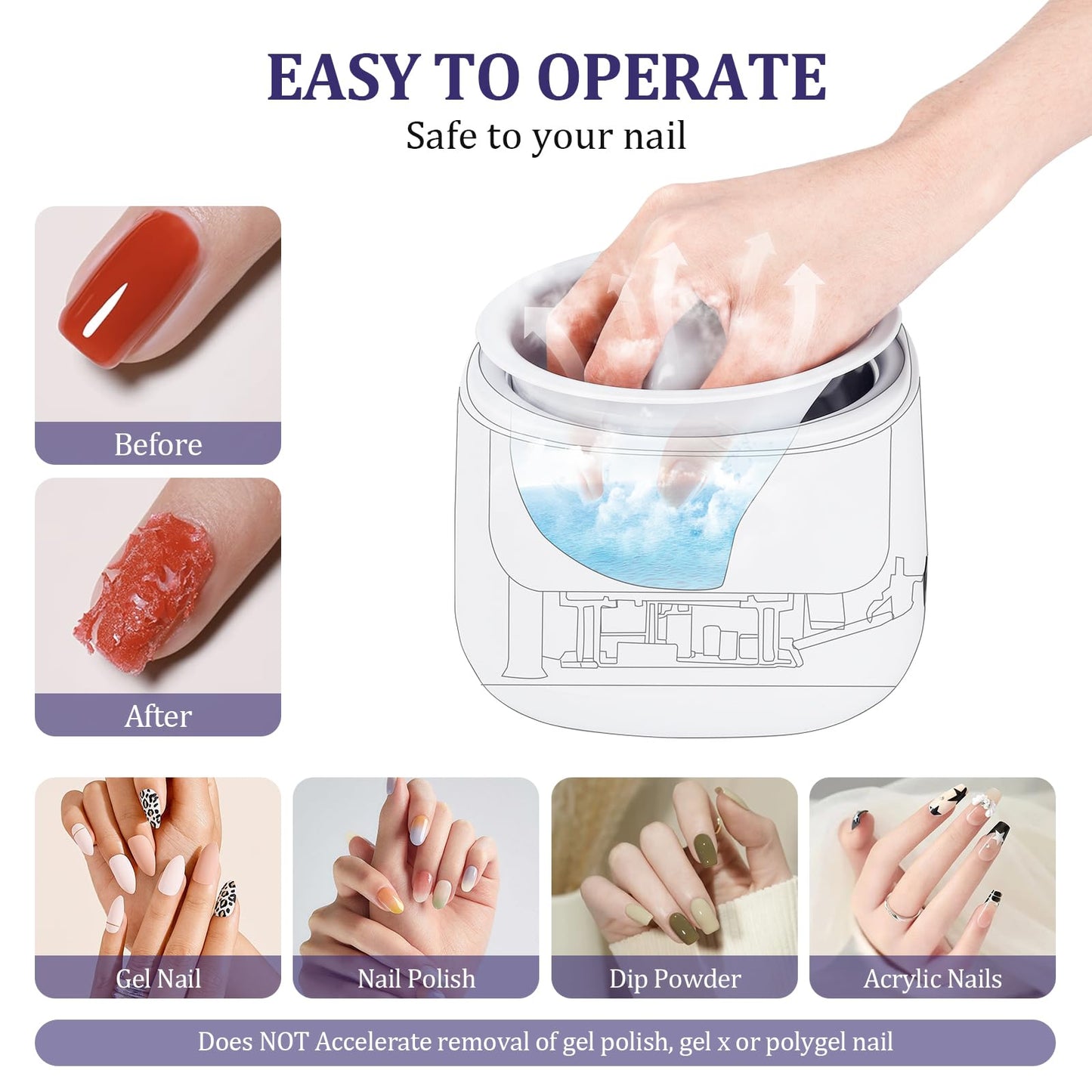Nail Soaking Bowl Electric Manicure Nail Bowl Nail Polish Remover Machine