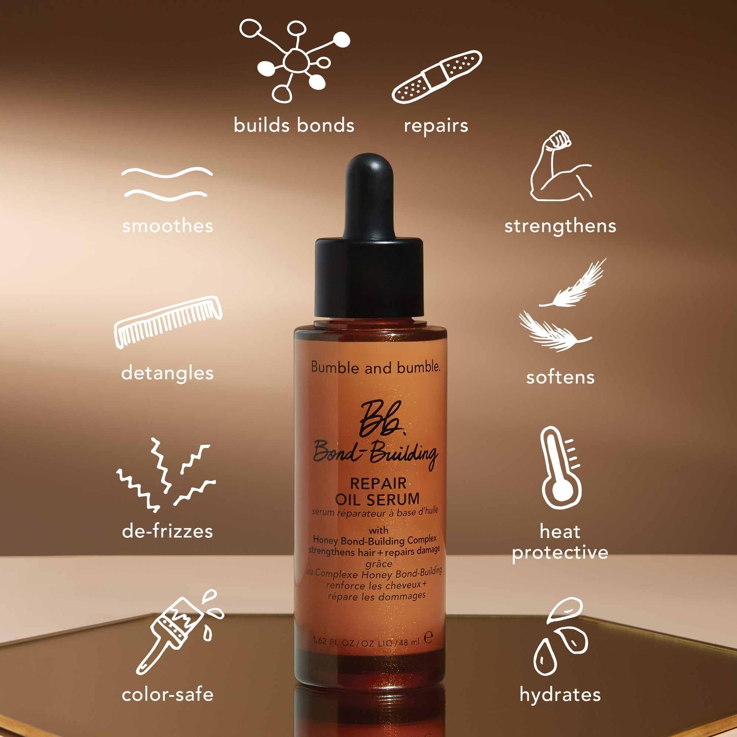 Bumble and bumble. Bond-Building Hair Repair Oil Serum Treatment | Reduces Breakage and Frizz| For Damaged Curly, Wavy, Straight Hair Types 1.62 Fl Oz