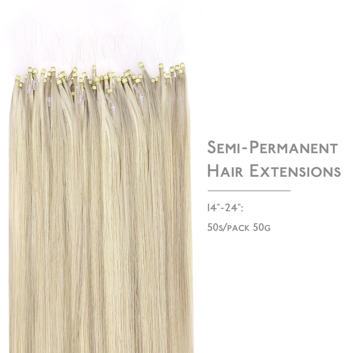WENNALIFE Microlink Hair Extensions Human Hair, 50g 50s 14 Inch Ash Blonde Highlighted Platinum Blonde Remy Hair Microbead Micro Link Microloop Microring Invisible Straight Natural Fusion Installation
