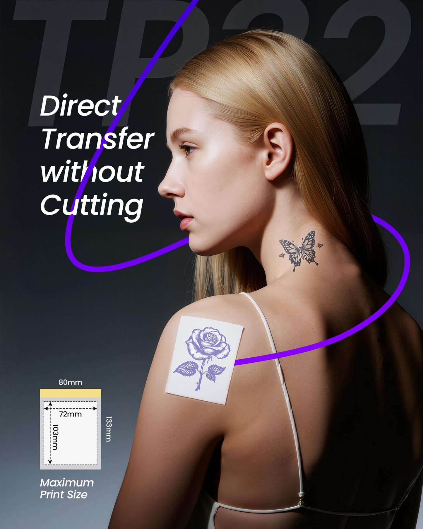 TATTMUSE Tattoo Stencil Printer for Beginners, Mini Tattoo Printer with 30 Pcs Transfer Paper, Bluetooth Stencil Printer Compatible with Phone & Tablet, Tattoo Machine Kit for Professional