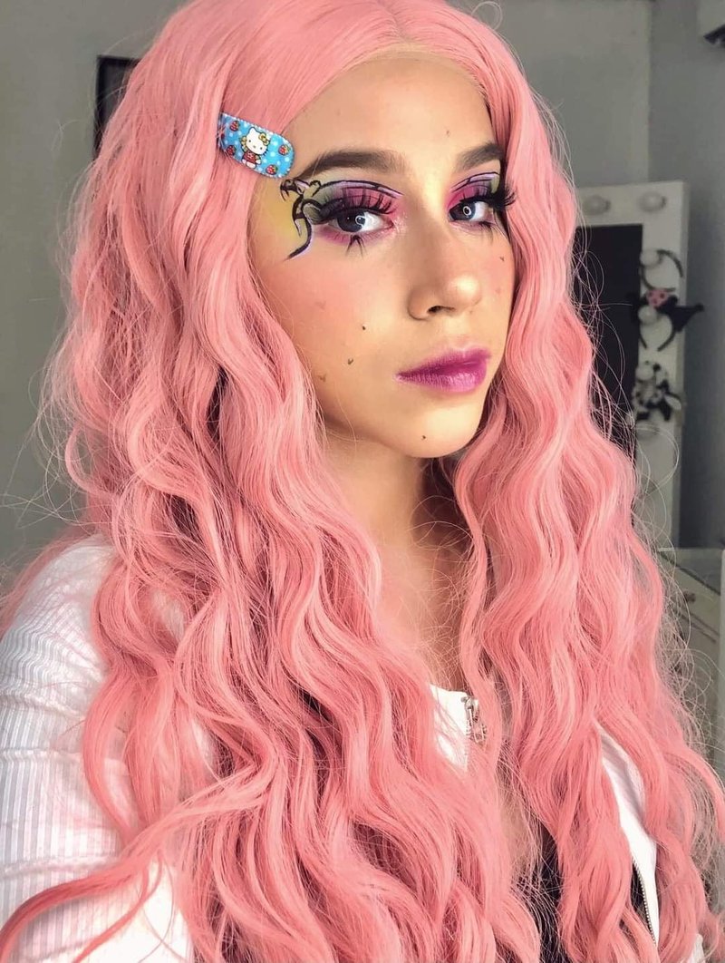 RDY Pink Wavy Synthetic Lace Front Wigs for Women Girls Long Loose Wave Wig with Middle Part Heat Fiber Hair Soft Swiss Lace Daily Wear Cosplay Beauty Looking Wig 150% Density (24inches, Pink)