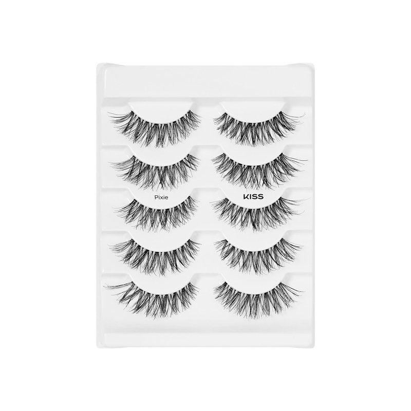 Kiss So Wispy, False Eyelashes, 'Pixie', 12mm, Includes 5 Pairs Of Lashes, Easy to Apply, Reusable Lash Clusters