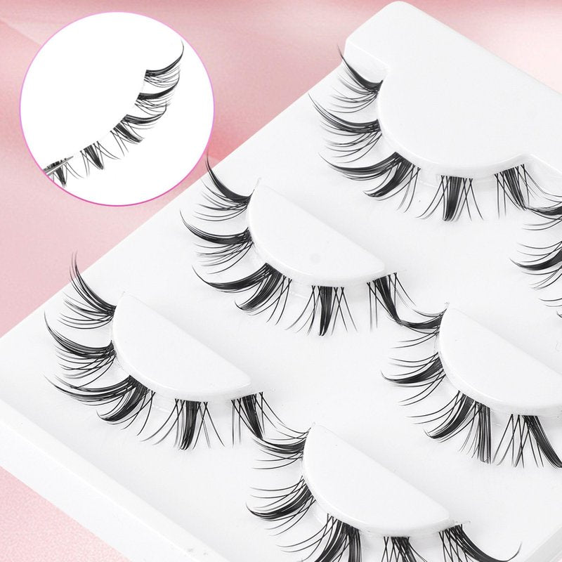 Kumiko Handmade Manga Lashes 3 Pairs Pack | Douyin False Eyelashes Manhua Anime Lashes Wispy Cat Eye | Japanese Korean Spiky Fake Eyelashes Fairy Custom Look | Ideal for Cosplay & Kawaii (Fairy Style)