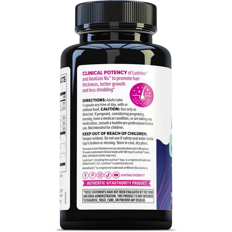 Lustriva Hair Growth Supplement for Women | Lustriva & DHT Blocker Vitamins for Thicker Fuller Locks Biotin Saw Palmetto Zinc & Copper | Reduce Shedding & Support Hair Loss for Men & Women 30 Capsules
