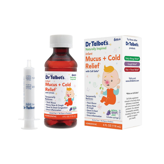 Dr. Talbot's Infant Mucus and Cold Relief with Cell Salts - 4 fl oz - Naturally Inspired Kids Cold Medicine - Grape Juice Flavor - Includes Syringe