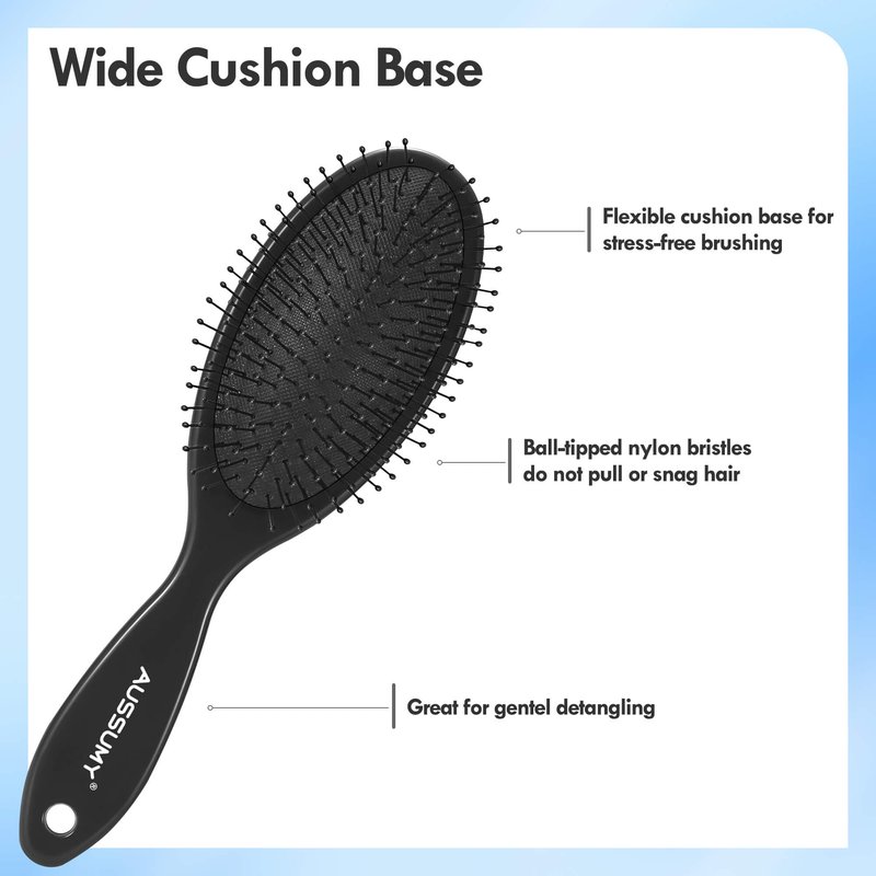 Aussumy 4 Pack Detangling Hair Brush - Air Cushion Detangler Hairbrush with Ultra Soft Bristles for Effortless Tangle Removal For Wet Dry Damaged Curly Fragile Hair for Women Men Boys Girls Adult Kids