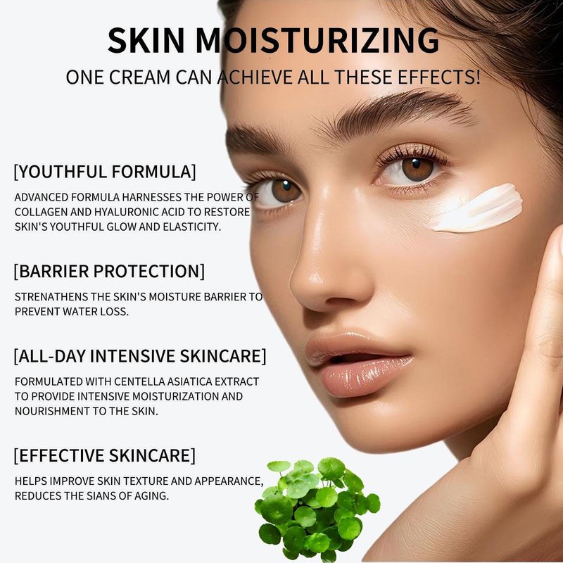 MiaSarah Youthful Moisturizing Cream with Centella Asiatica, Niacinamide, Hyaluronic Acid, Collagen,Youthful Formula for Fine Lines Wrinkles Dry Skin Redness 3.38 fl. oz.