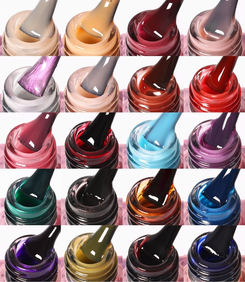 20 Bottles Jelly Gel Nail Polish Glass Translucent Crystal Blue Pink Red Pink Clear Green Yellow Purple Colors UV Soak Off LED Gel 7ml Soak Off Manicure Kit