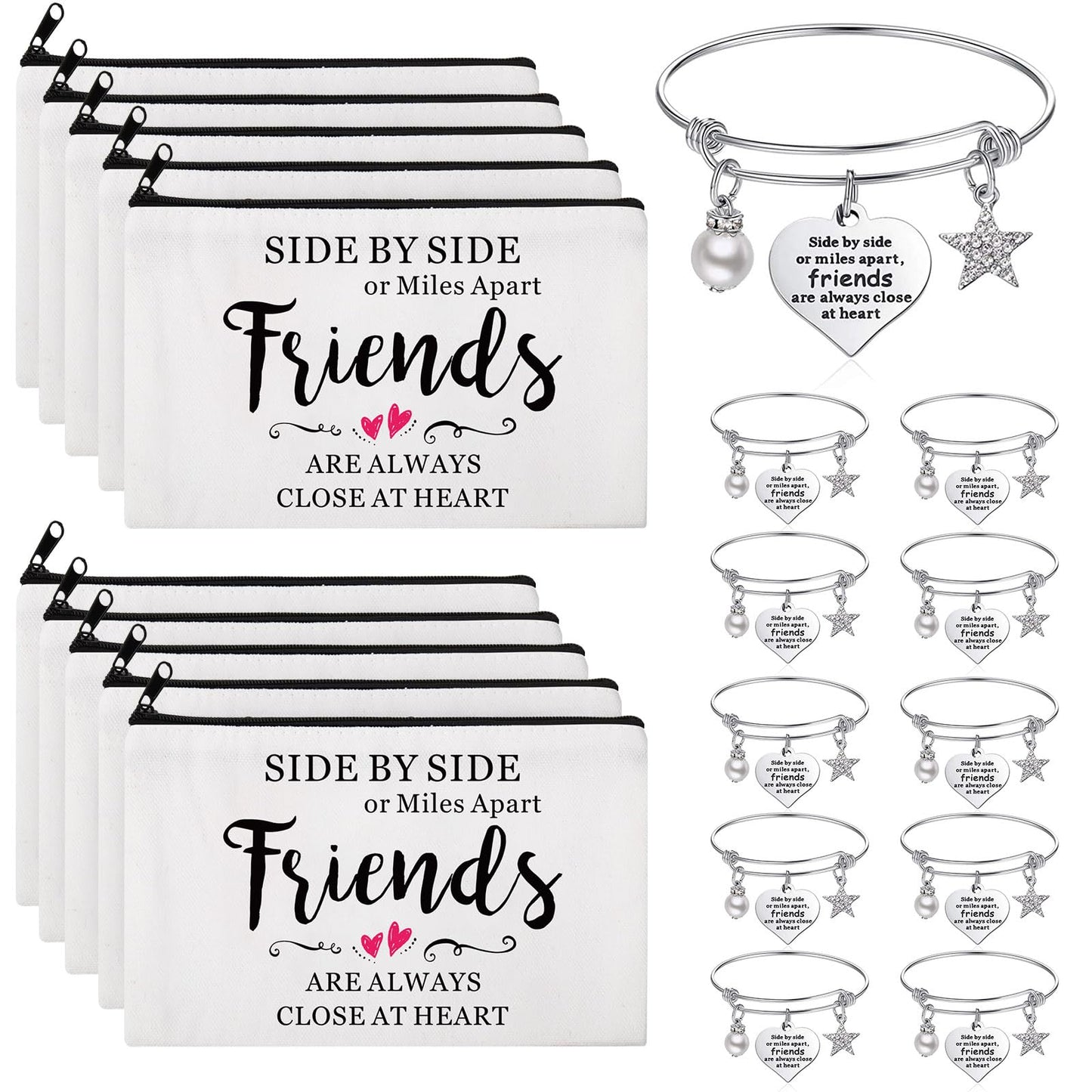 Abbylike 20 Pieces Friends Group Gifts Bulk for Women Friendship Bracelets Makeup Bags Friendsgiving Long Distance Present Party Favors for Friend Family Sister Birthday