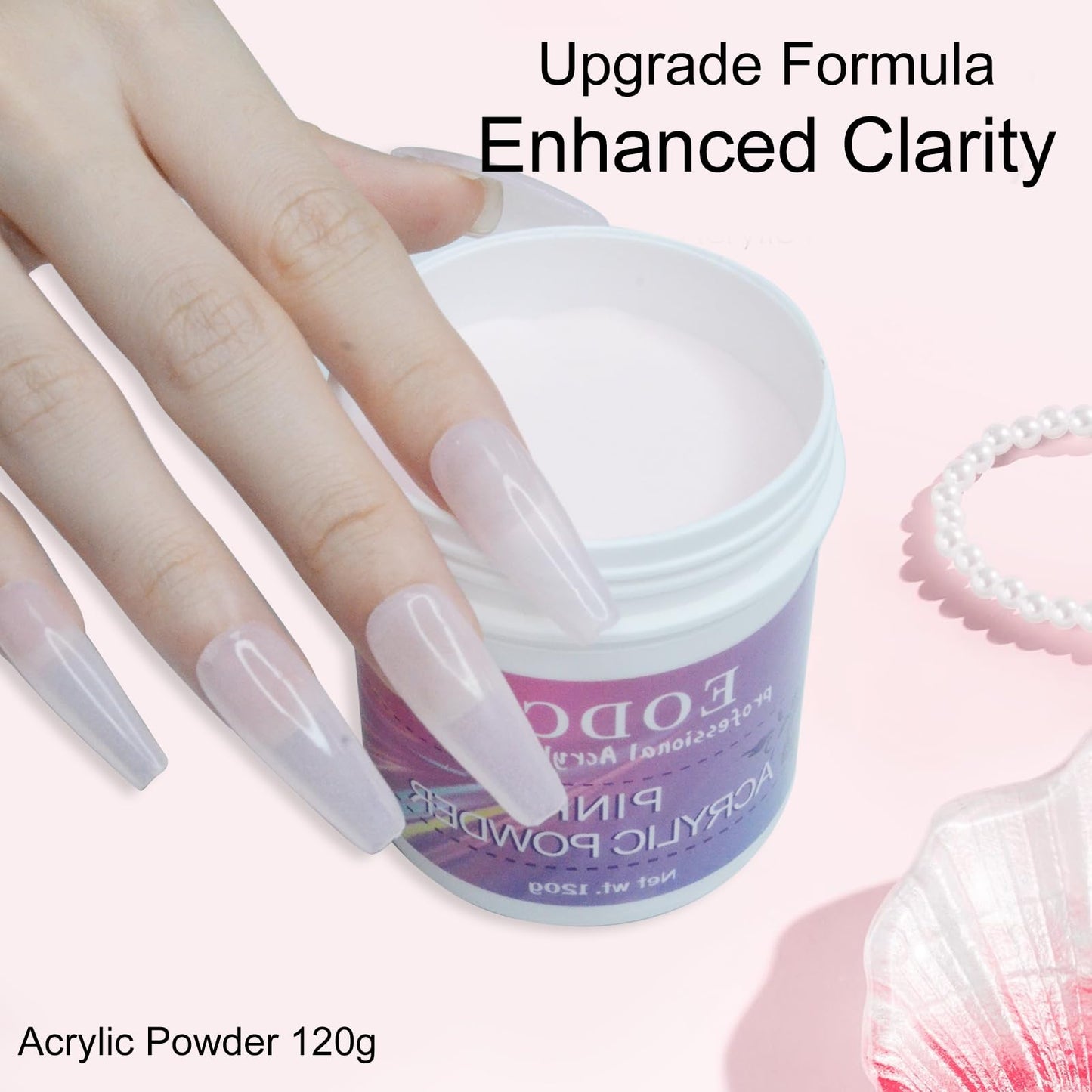 Eodci Clear Acrylic Powder, 2Pcs 4oz Professional Acrylic Nail Powder Polymer for 3D French Nail Manicure Extension Nail Carving Large Capacity Clear Acrylic Powder for Nails