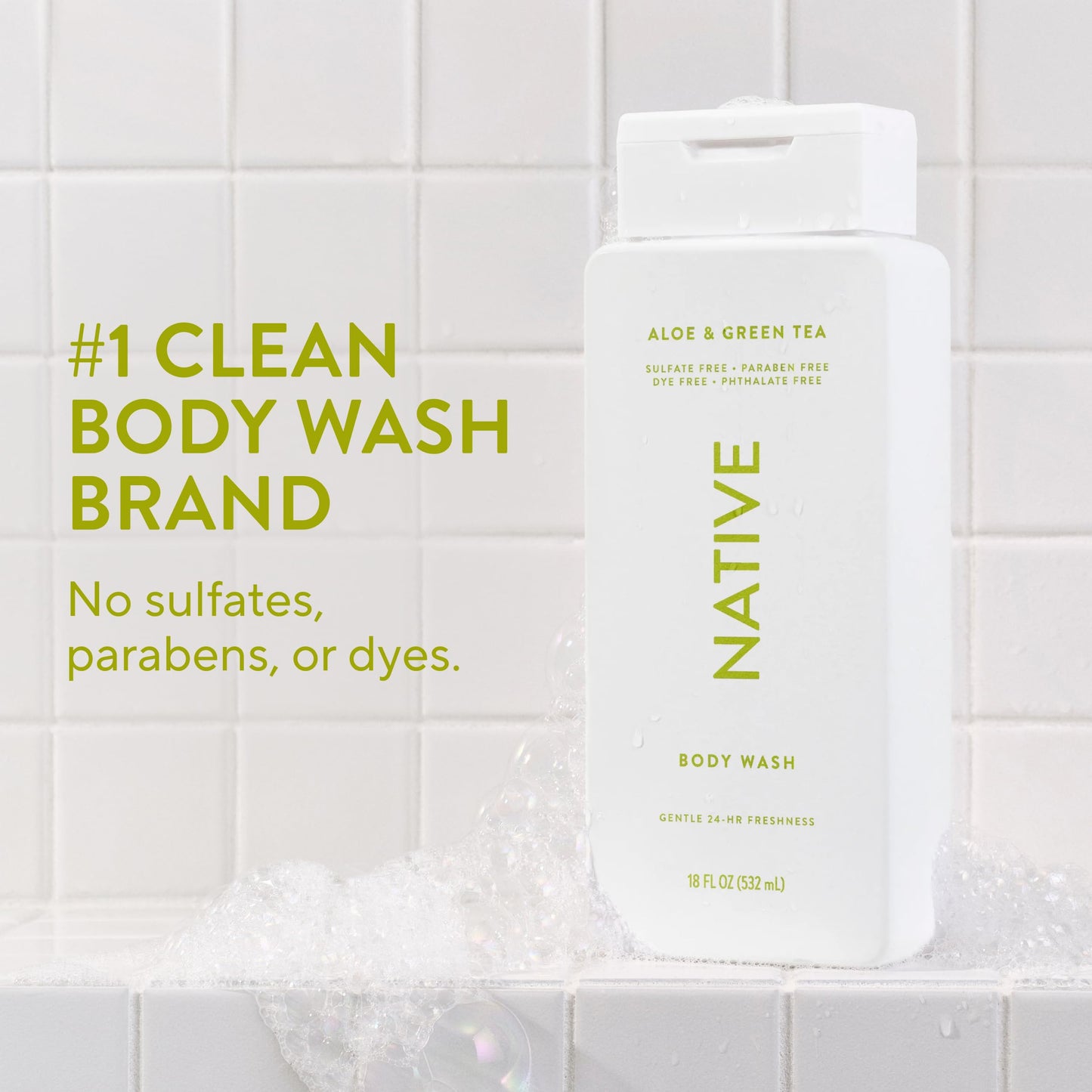 Native Body Wash Contains Naturally Derived Ingredients | For Women & Men, Sulfate, Paraben, & Dye Free Leaving Skin Soft and Hydrating