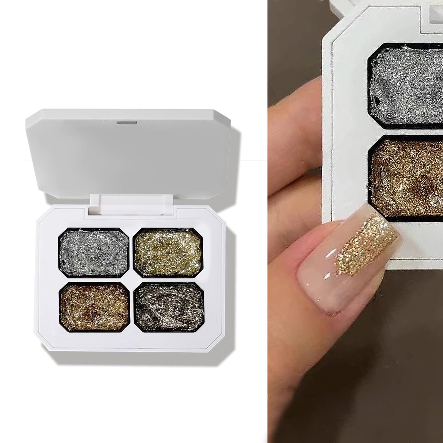 4 Colors Gel Paint for Nails Art,Light Gold Silver Sparkle Paint Nail Gel Design Nail Art DIY