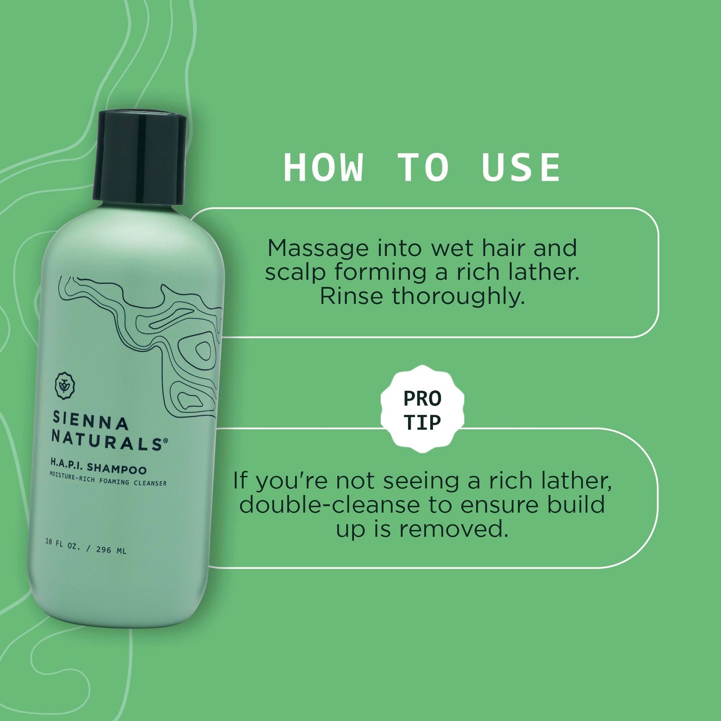 Sienna Naturals - HAPI Shampoo - Hydrating Cleanser - Vegan - 10 Fl Oz