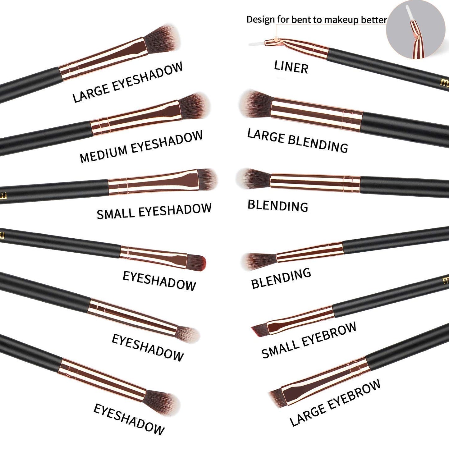 MSQ 15 Pcs White Brush set and 12pcs Rose Gold Eye Makeup Brushes Set, Premium Synthetic Foundation Brush Blending Eyeshadow Eyebrow, Face Powder Blush Concealers Eyeshadow Brush Make up Brushes Set