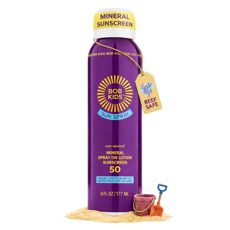 BOB KIDS SPF 50 Mineral Sunscreen Spray - Water Resistant, Reef Friendly | 6 oz Non-Aerosol