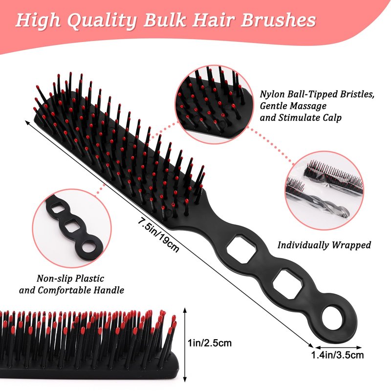 HOFASON 100 Pcs Bulk Hair Brushes for Homeless Supplies Women, Individually Wrapped Disposable Travel Brushes Nylon Bristles for Hotel Nursing Charity Church Operation Bulk Christmas Child Item Gifts
