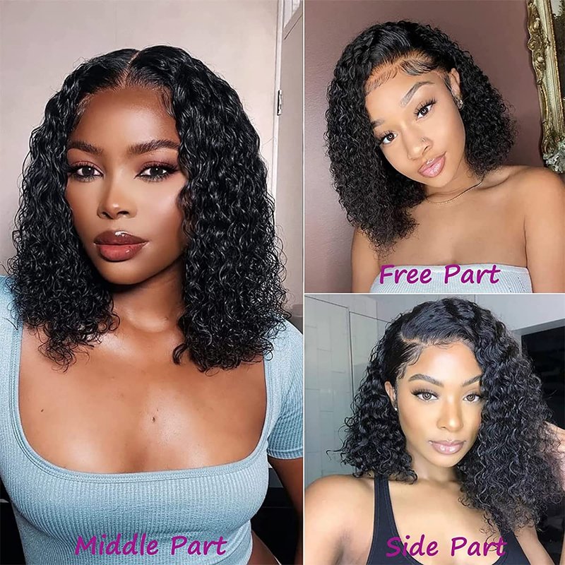 Tascal Bob Wig Human Hair 13x6 Deep Curly Lace Front Wigs Human Hair 180% Density Short Bob Wig Pre Plucked with Baby Hair Glueless Curly Wigs for Black Women(12 Inch)