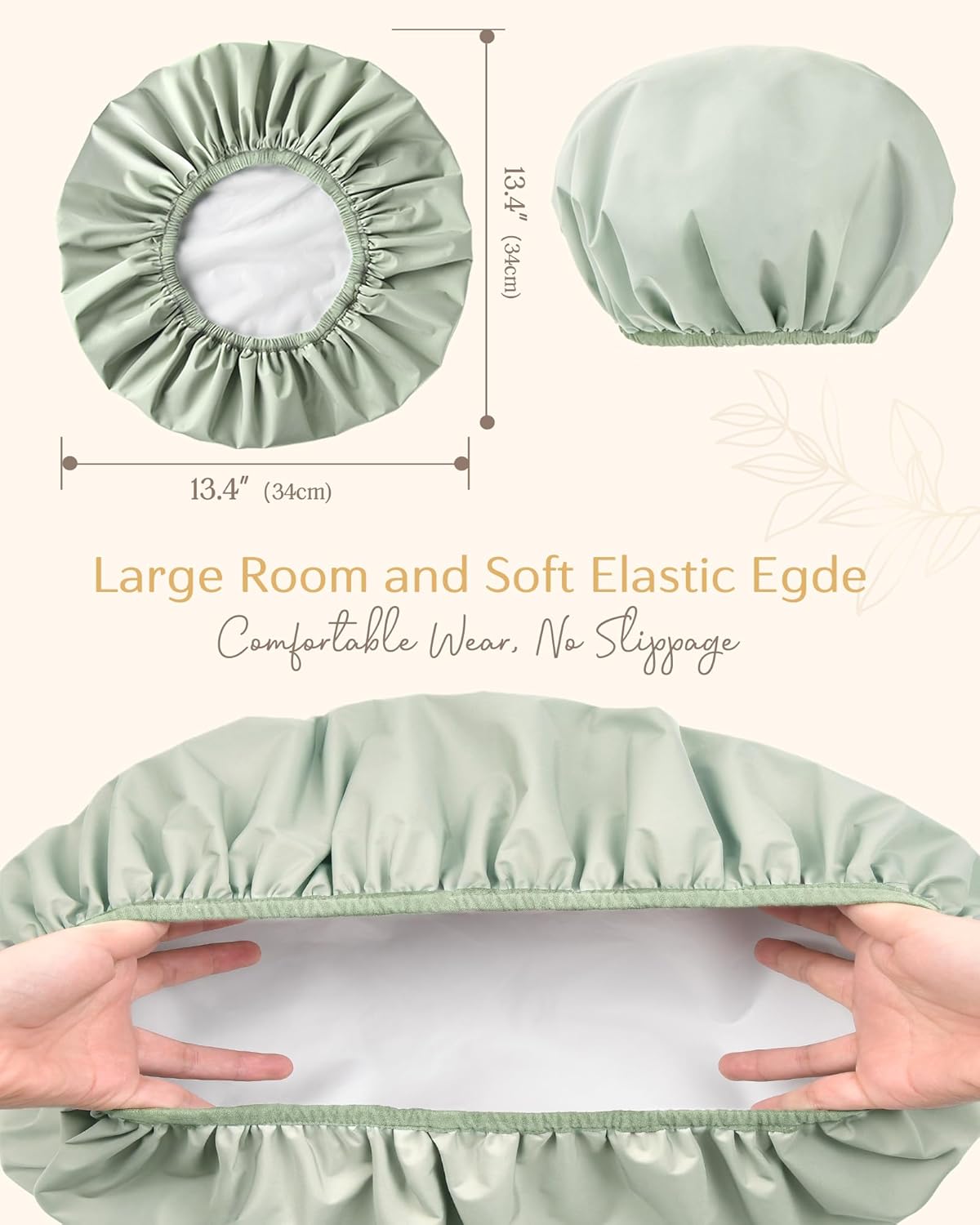 Yanibest Reusable Waterproof Shower Cap - Double Layer Design | Soft Non-Slip Elastic Band, Fits Most Hair Types