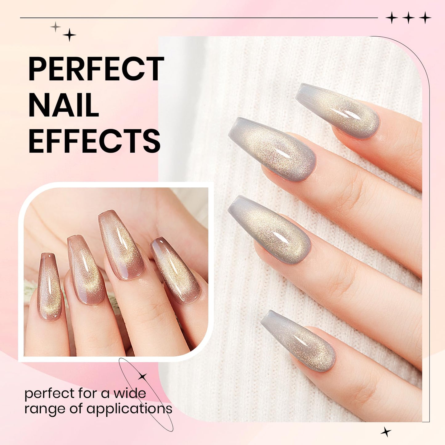 SUPWEE Cat Eye Gel Nail Polish Set,12 Colors Gold Glitter Holographic CatEye Gel Polish with Magnetic Stick,Sliver Brown Pink Red Cat Eye Soak Off UV DIY Home Salon Manicure