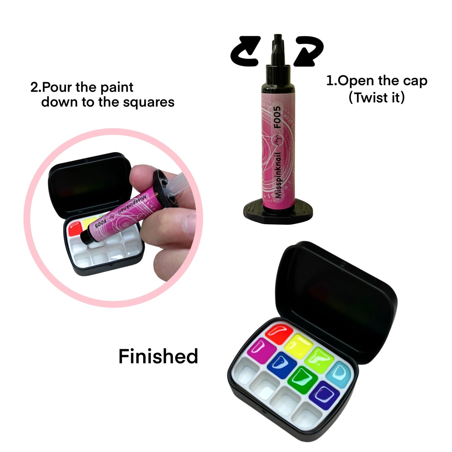 YJMyujimi Advanced Painting Gel for Nail Art,8 colour kit with 2 palette(12 divsions),Non wipe,Manicure Professional Nail Salon DIY at Home Gift (C)