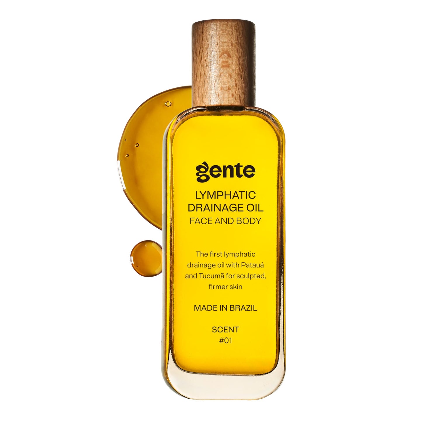 Gente Beauty Lymphatic Drainage Oil for Body & Face, Scented Skin Tightening & Sculpting Oil, Caffeine Body Oil for Circulation & De-Puffing, Bright Citrus & Soft Musk Massage Oil, 100ml
