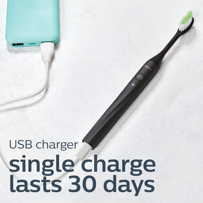 Philips Sonicare Rechargeable Toothbrush, Brush Head Bundle, Shadow Black, BD3001/AZ