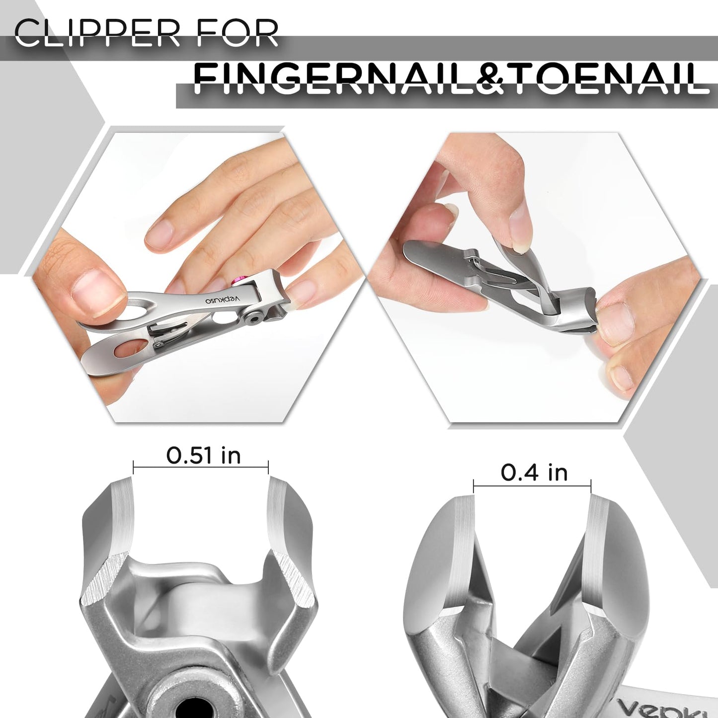 Nail Clippers for Seniors, Wide Jaw Fingernail Clippers and Angled Head Toenail Clippers for Thick Nail, Professional German Nail Clippers for Men, Women&Pregnant