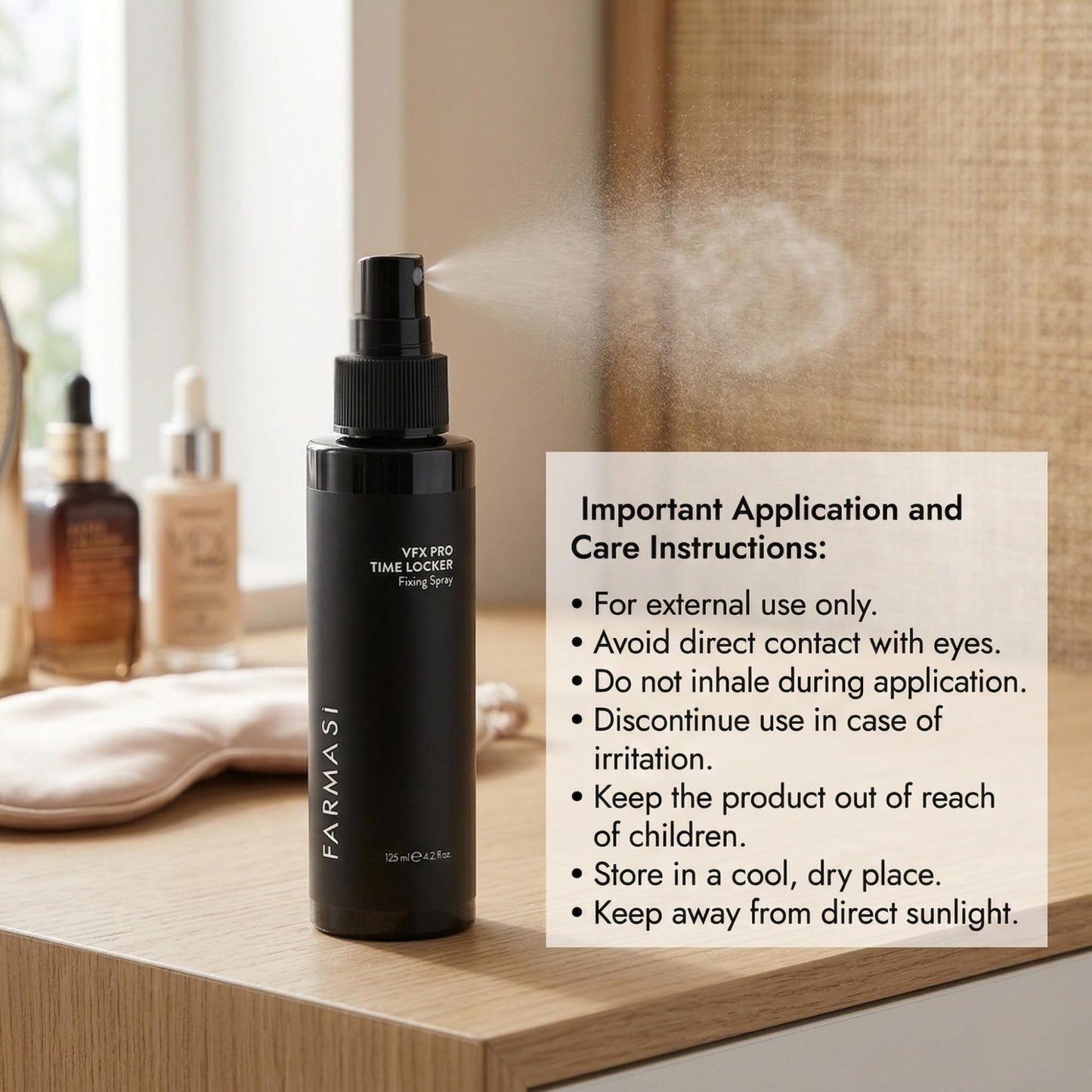 FARMASI Makeup Time Locker, Long-Lasting Makeup Setting Spray, Oil-Free, Lightweight, All-Day Wear Revitalizes, Natural Finish, 4.2 fl. oz / 125 ml