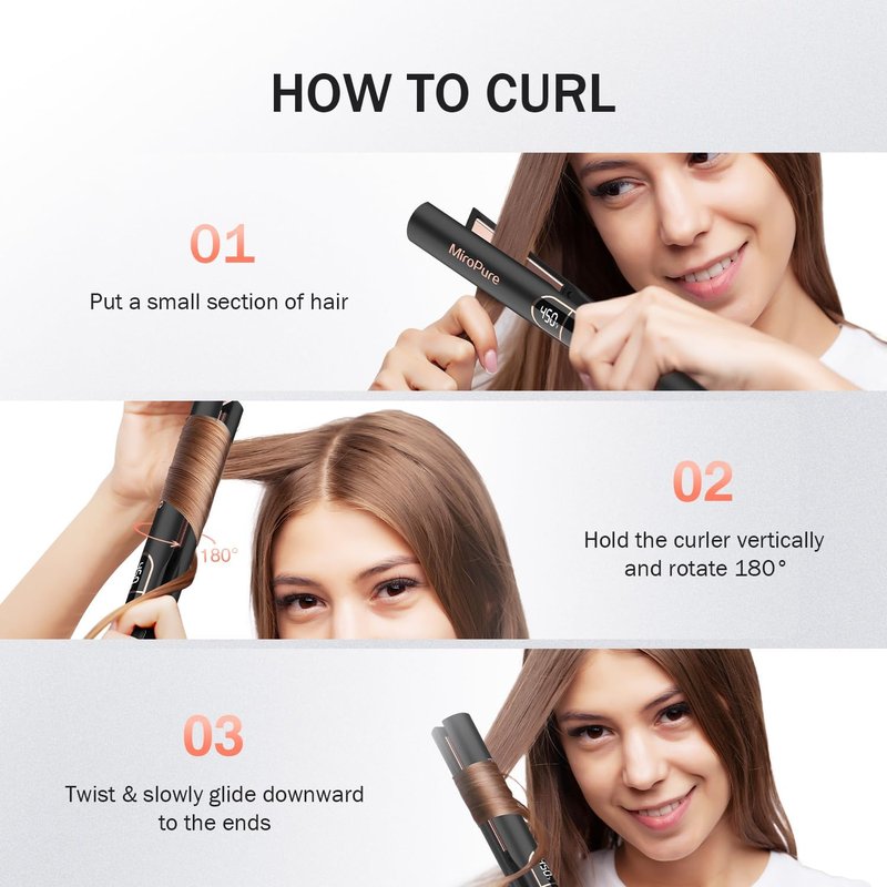 MiroPure Hair Straightener - 1 Inch Titanium Plates, Fast 15S Heat-Up, Dual Voltage with Auto Shut-Off | Professional Ceramic Ion Iron