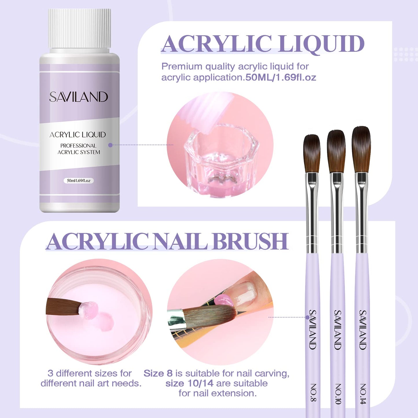 Saviland Acrylic Nail Kit for Beginner with Nail Tips Set