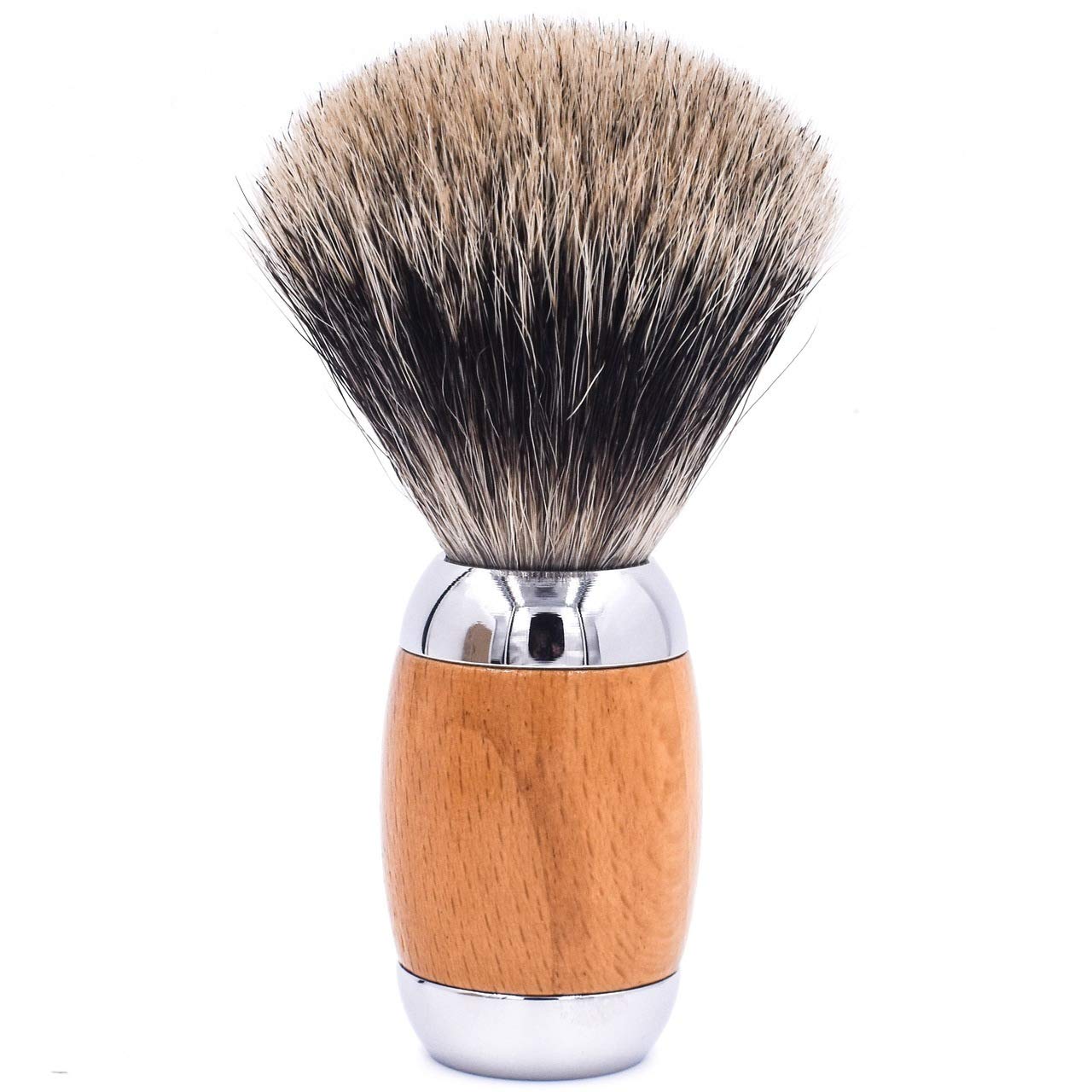 Taconic Shave's 3-Band Pure Badger Luxury Shaving Brush – Deluxe Beechwood and Chrome Handle - Shaving Stand Included