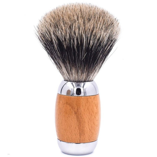 Taconic Shave's 3-Band Pure Badger Luxury Shaving Brush – Deluxe Beechwood and Chrome Handle - Shaving Stand Included