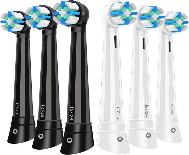 IO Replacement Brush Heads for Oral-B IO Series | 6-Pack in Black/White for Superior Teeth Cleaning