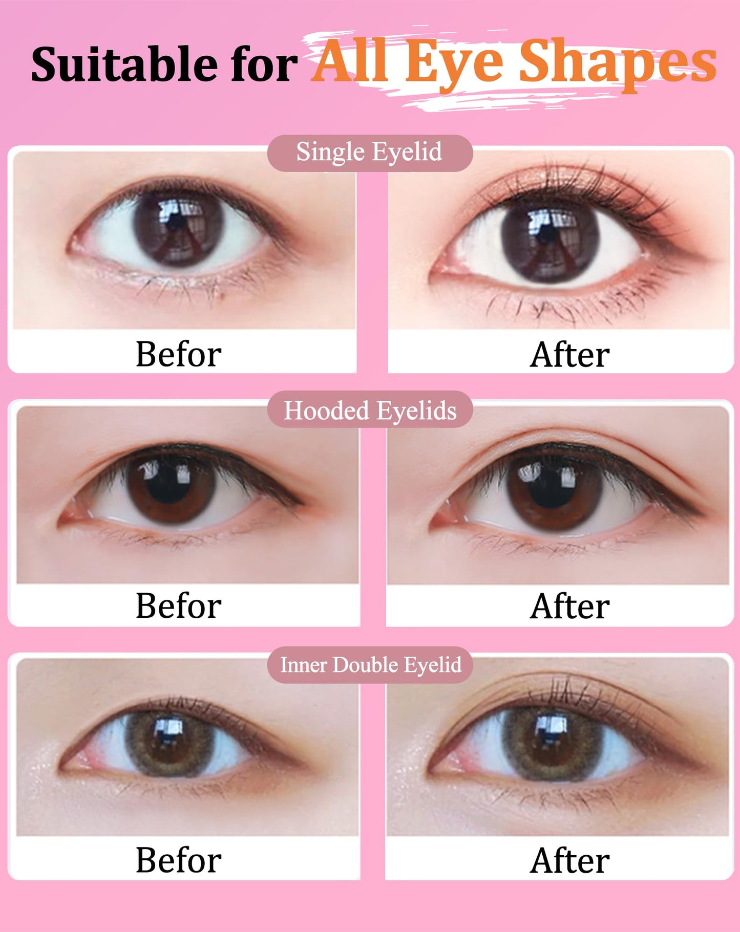 EclatPopu Invisible Double Eyelid Tape - 1168 Pcs Eye Lid Strips Lifter for Hooded Eyes - XY+SD+ZM+DZ+ZL