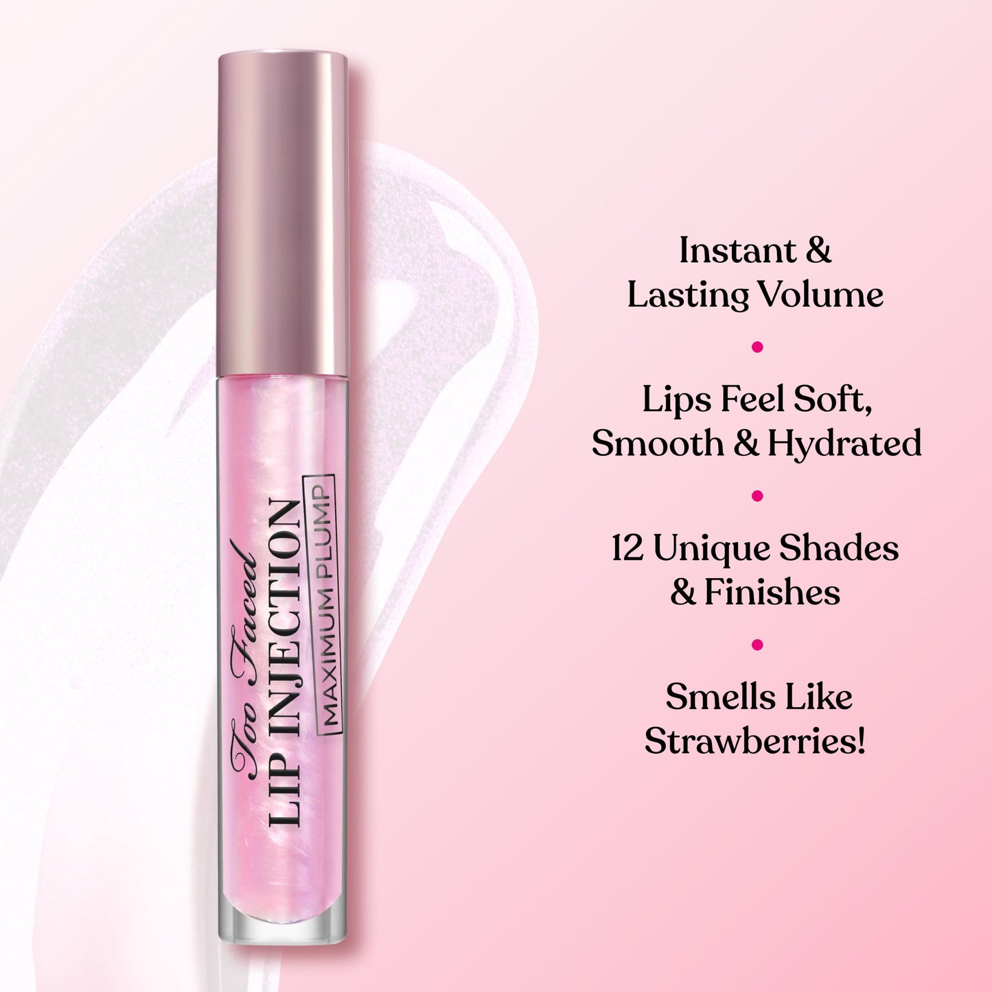 Too Faced Lip Injection Maximum Plump Extra Strength Lip Plumper Gloss | Hydrating + Plumping, Travel Size, 0.1 Fl Oz, Original