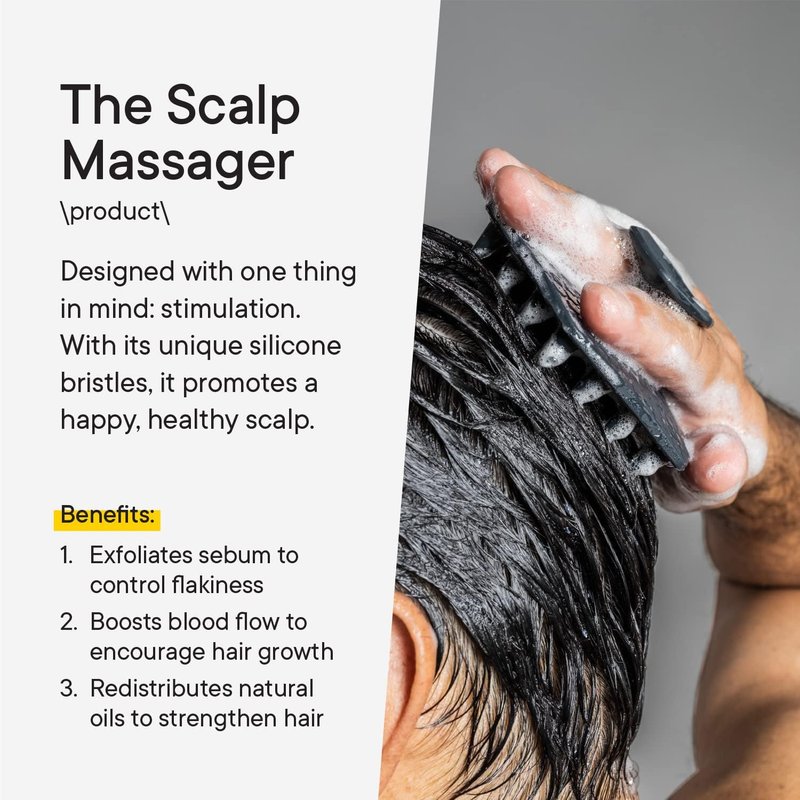 Scalp Scrubber - Silicone Exfoliating Hair Scrubber for Men | Bath & Shower Accessory with Grip Technology
