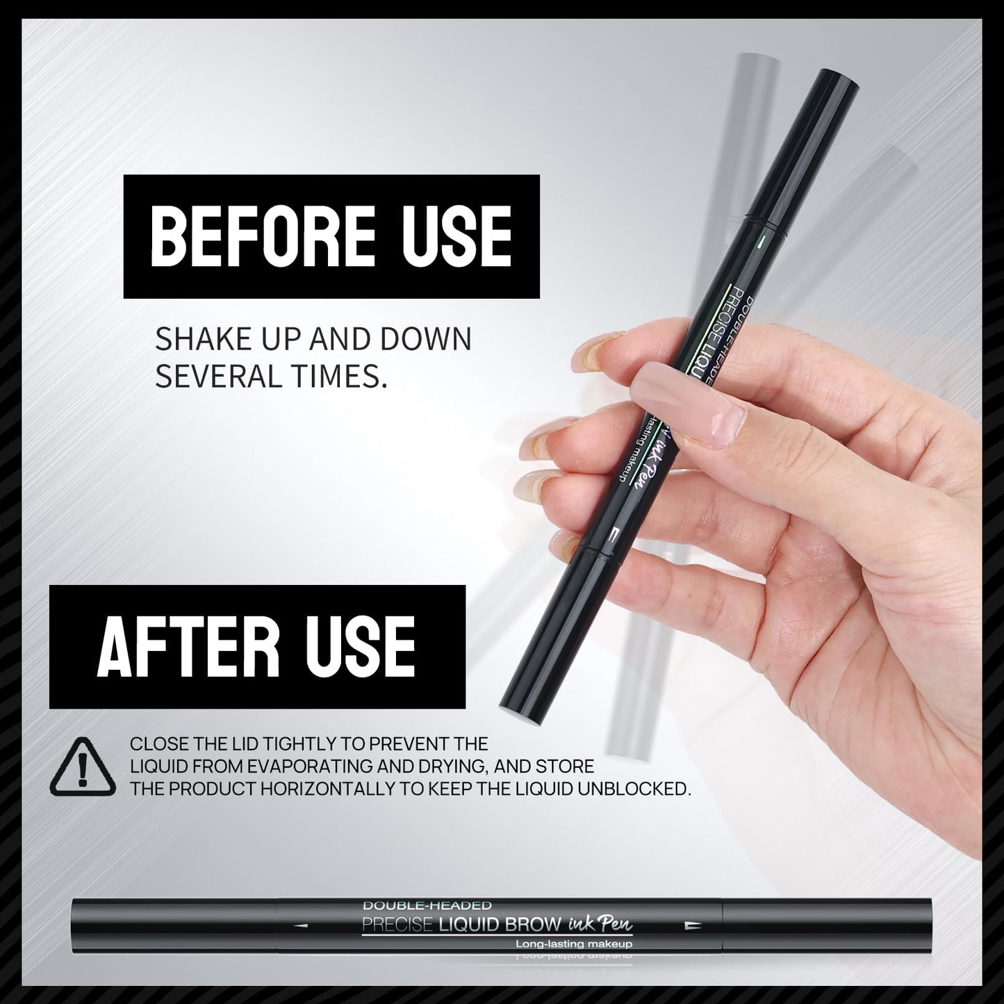 2-Tip Double-Ended Eyebrow Pen,2-in-1,Precise Liquid Brow(3# Dark Brown)
