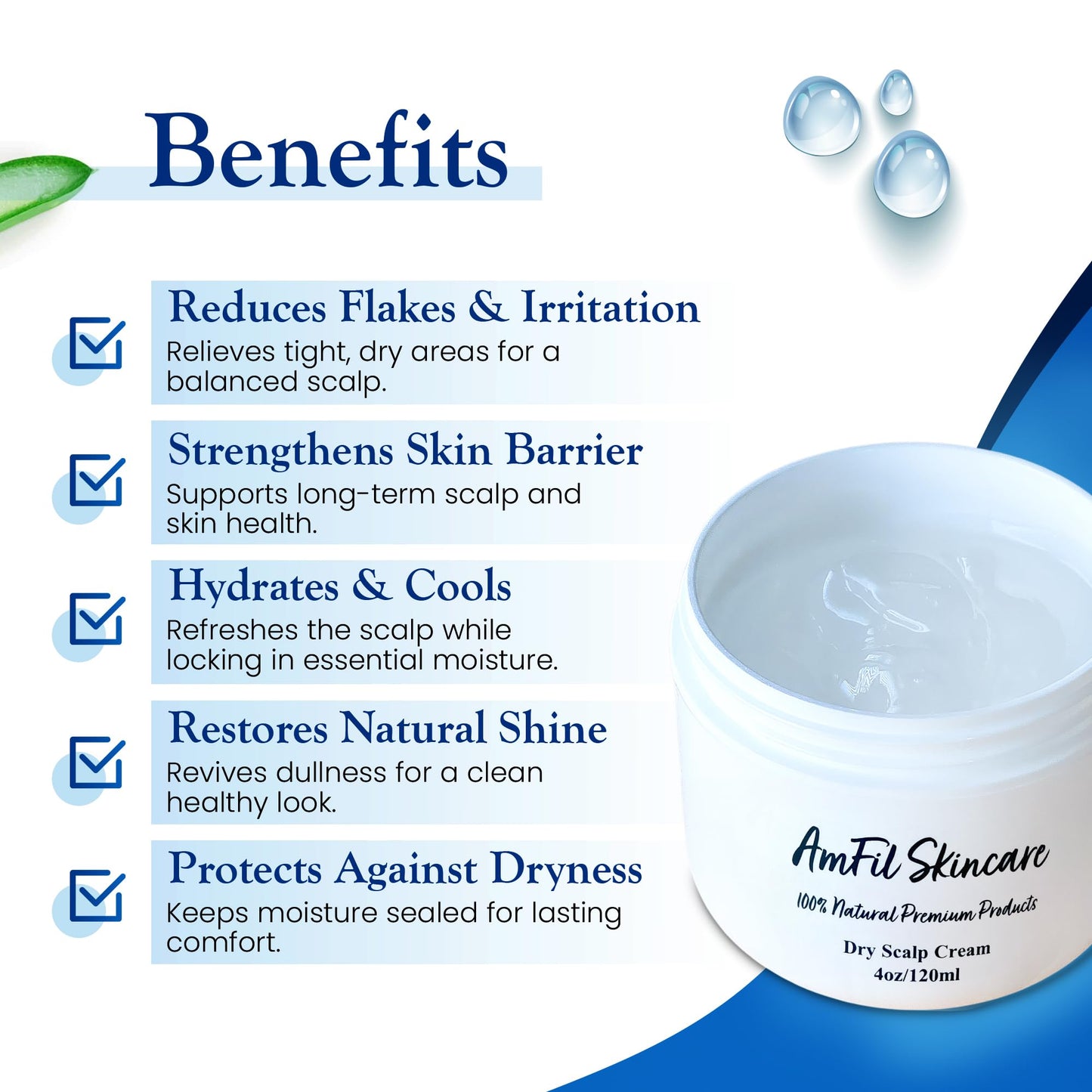 AmFil Skincare Dry Scalp Cream - Soothes Itchiness and Reduces Flakes for Dry, Sensitive Scalp - Gentle Relief for Eczema, Psoriasis and Seborrheic Dermatitis, 4 oz, 1-Pack