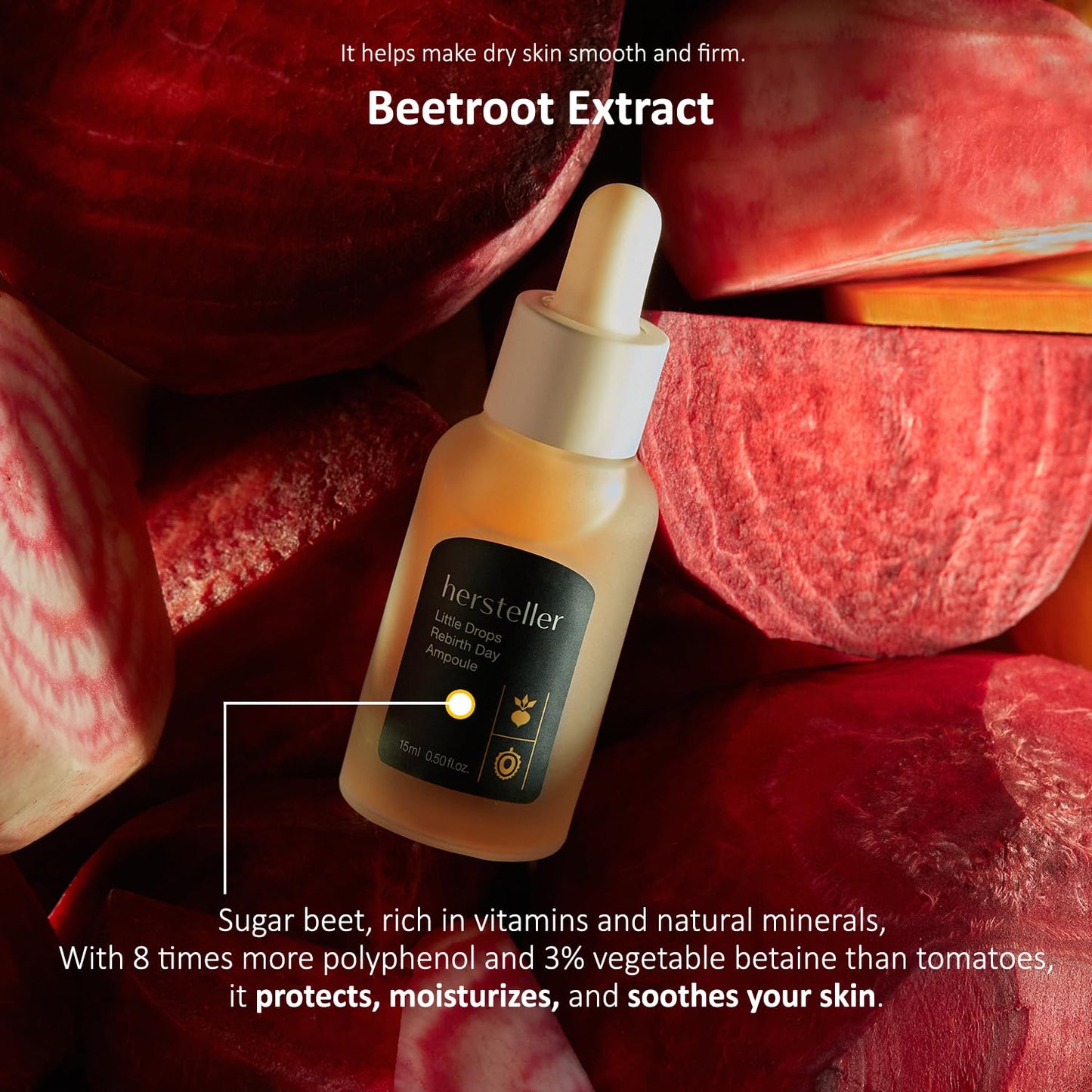 hersteller Little Drops Rebirth Day Ampoule 45ml, 1.5 Fl Oz Enhance Skin Texture Beetroot Extract Calming Vegan Facial Skin Plumper Looking Korean Skincare