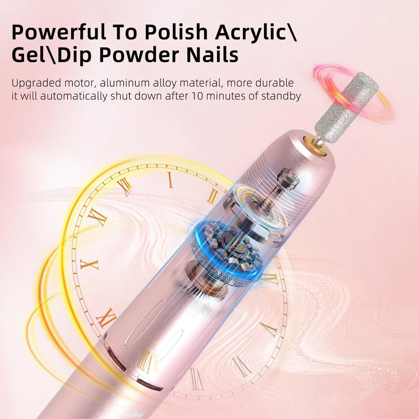 GUPAY Cordless Nail Drill Kit - 20000RPM Rechargeable Electric Manicure File for Gel Acrylic Natural Nails Portable Efile Tool Women Beginners Home Use Salon Spa Essentials (Purple)