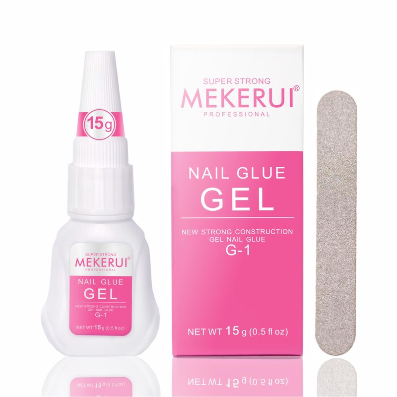 Mekerui Super Strong Nail Glue for press on nails resists dripping and clogging. It dries rapidly in 7 seconds sans UV light, offers long lasting 30+ days, is waterproof, and meets professional salon