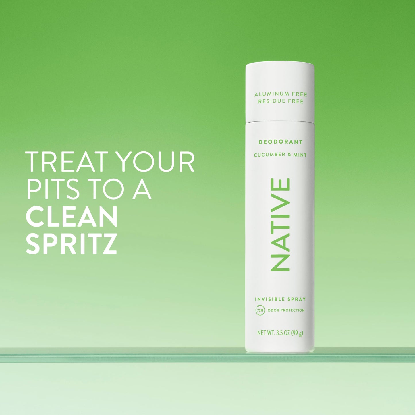 Native Deodorant & Body Spray, Cucumber & Mint, 72-Hour Odor Protection for Underarms & Body, Aluminum Free, Quick Drying, 3.5 oz